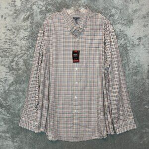 Van Heusen Men Plaid Non Iron Flex Stretch Long Sleeve Button Down Shirt 2XL NWT